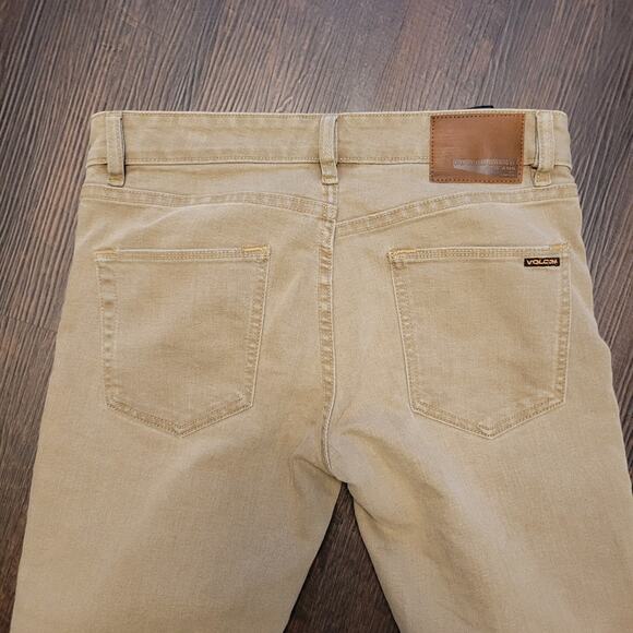 Volcom Jeans Men's 30/29 Tan Vorta Slim Straight Frayed Durable Comfortable - Picture 4 of 5